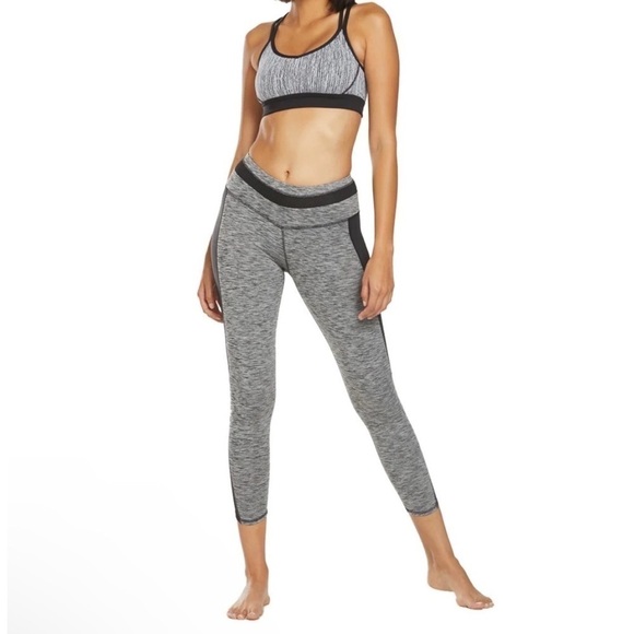 Manduka Mesh Crop Yoga Leggings Heather Gray Black Size Small - Picture 12 of 12